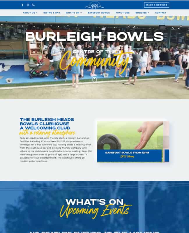 Burleigh Bowls Gold Coast WordPress website design screenshot
