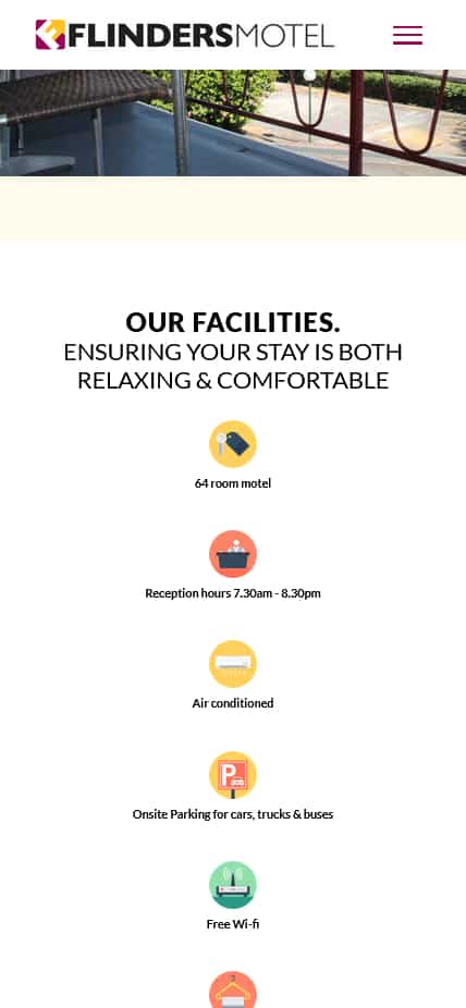 Flinders Motel Wollongong mobile website design