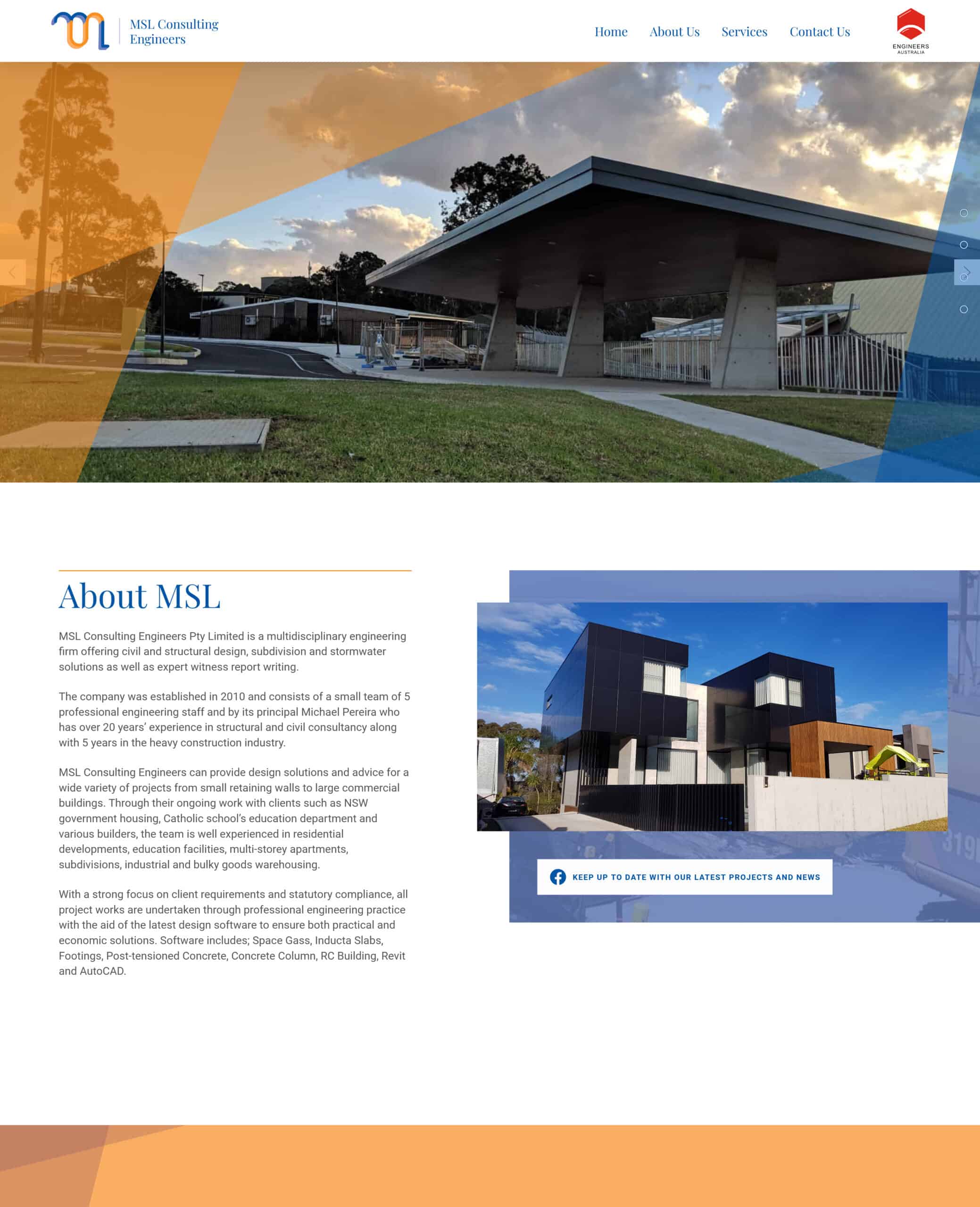 MSL Engineers Wollongong ux design screenshot of website